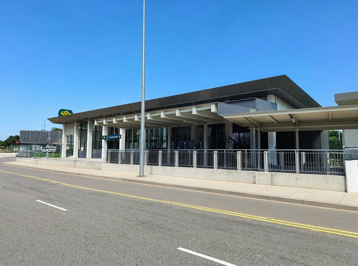 Street-level entrance of Sungei Bedok MRT station, the Thomson-East Coast Line and Downtown Line interchange