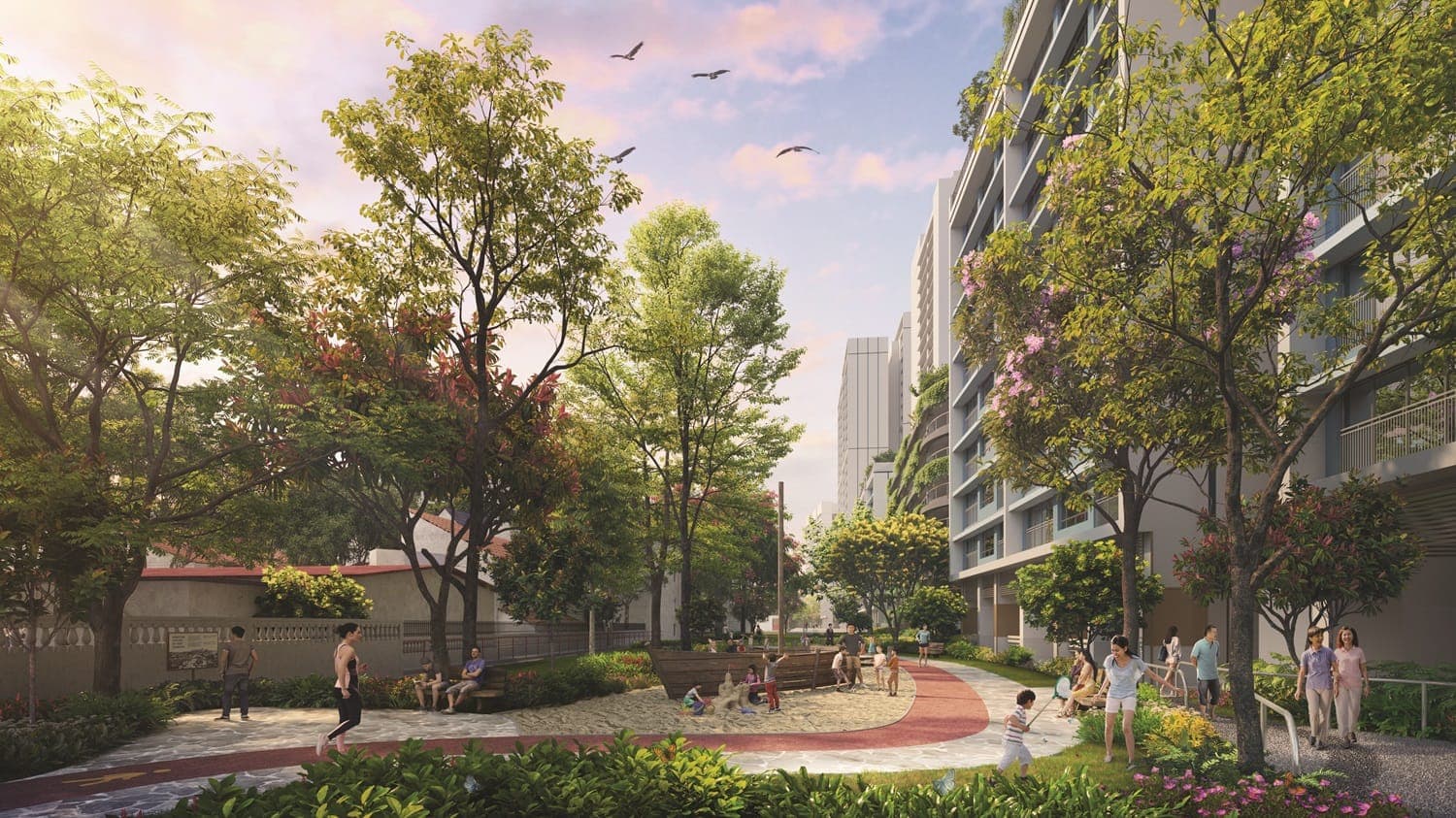 URA artist's impression of community and recreation space planned within the Bayshore estate