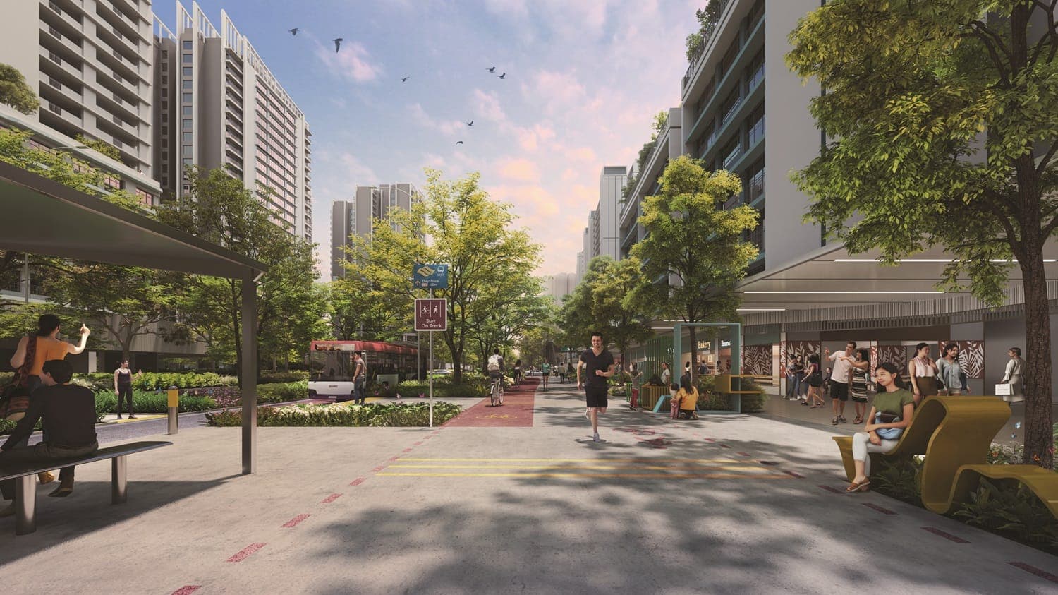 URA artist's impression looking towards the planned Bayshore MRT station and its surrounding streets